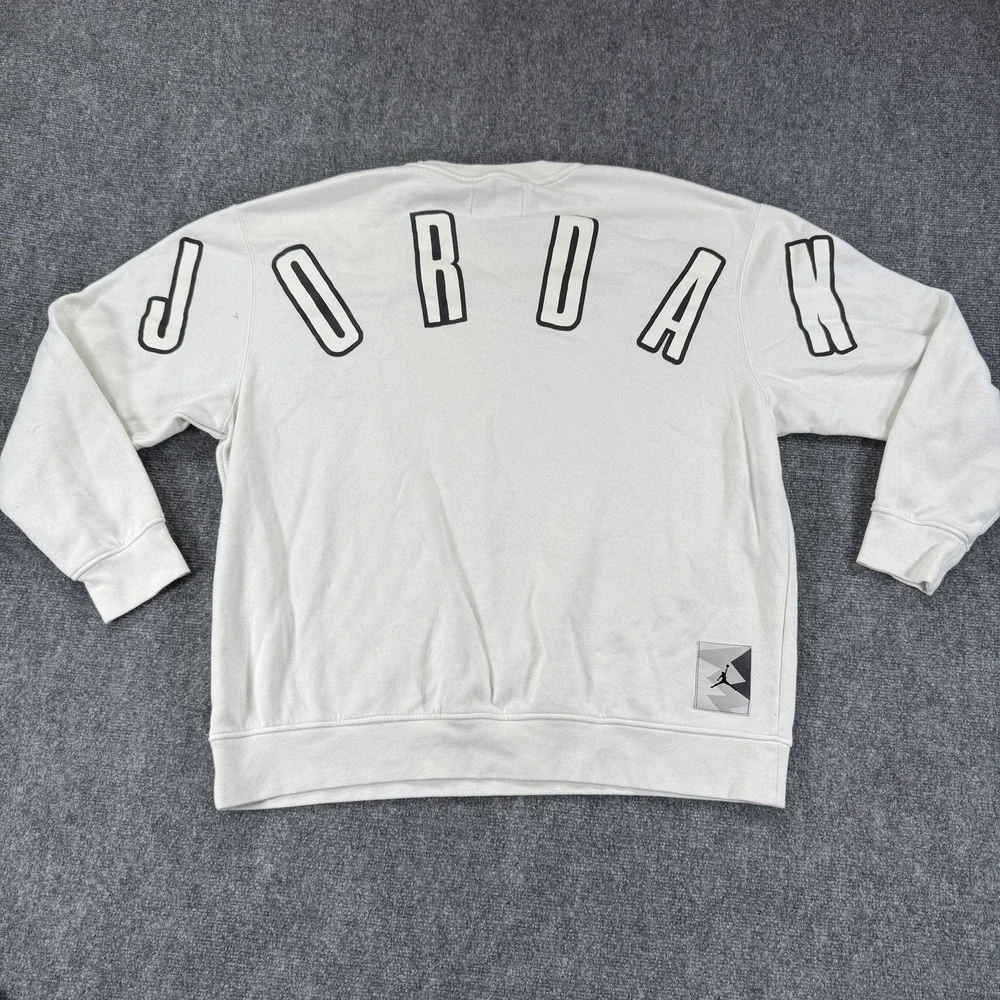 Jordan Crewneck Sweatshirt Mens 2XL White NBA Basketball Jumpman Spellout Logo‎